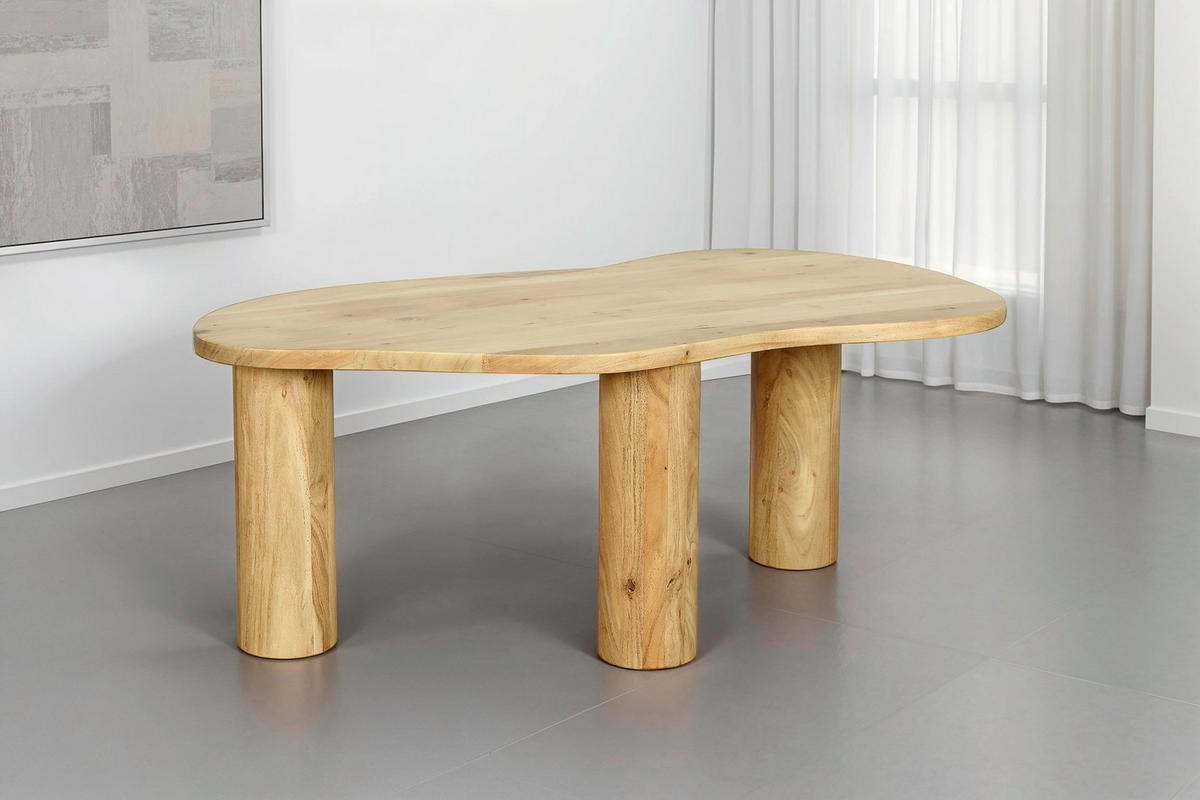 COUCHTISCH Akazie massiv Freiform Naturfarben  - Schwarz/Naturfarben, Design, Holz (110/45/55cm) - MID.YOU