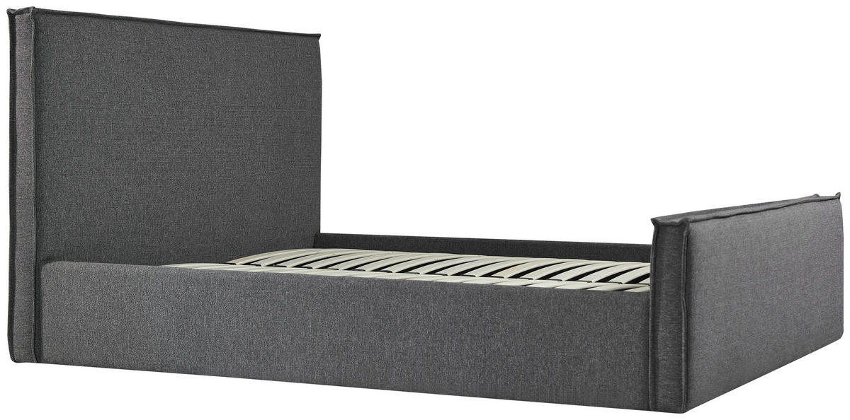 POLSTERBETT Lattenrost, Bettkasten Grau 180/200 cm  - Schwarz/Naturfarben, MODERN, Holz/Kunststoff (180/200cm) - Livetastic