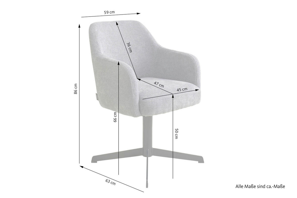 ARMLEHNSTUHL  Sitzfläche 360° drehbar Webstoff  Grau  - Schwarz/Grau, MODERN, Textil/Metall (59/86/63cm) - Schöner Wohnen
