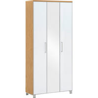 GARDEROBNA OMARA furnirano bela, hrast bianco - barve kroma/bela, Design, kovina/steklo (90/193/37cm) - Novel