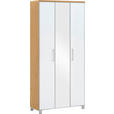 GARDEROBENSCHRANK 90/193/37 cm  - Chromfarben/Eiche Bianco, Design, Glas/Holz (90/193/37cm) - Novel