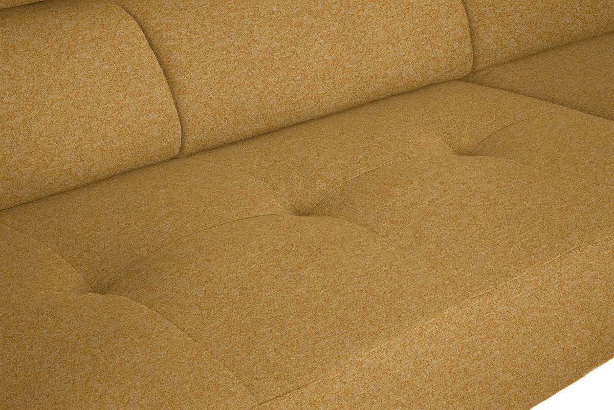 ECKSOFA in Chenille Currygelb  - Currygelb/Schwarz, Design, Textil/Metall (280/205cm) - MID.YOU
