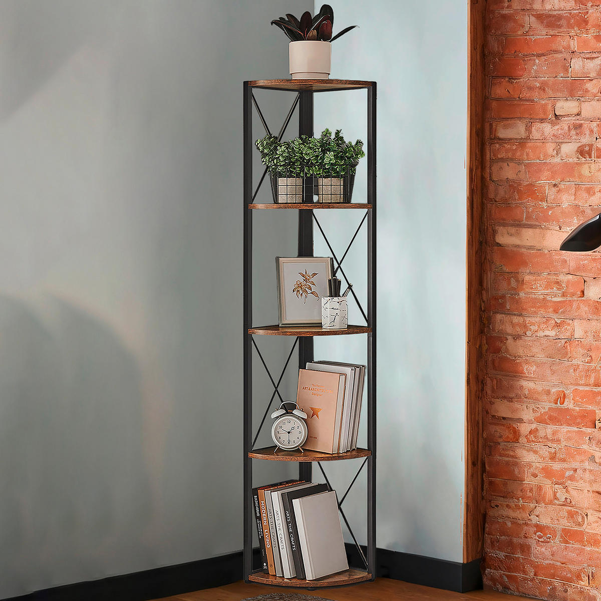 ECKREGAL - Schwarz/Braun, Basics, Holzwerkstoff/Metall (30/160/30cm) - Boxxx