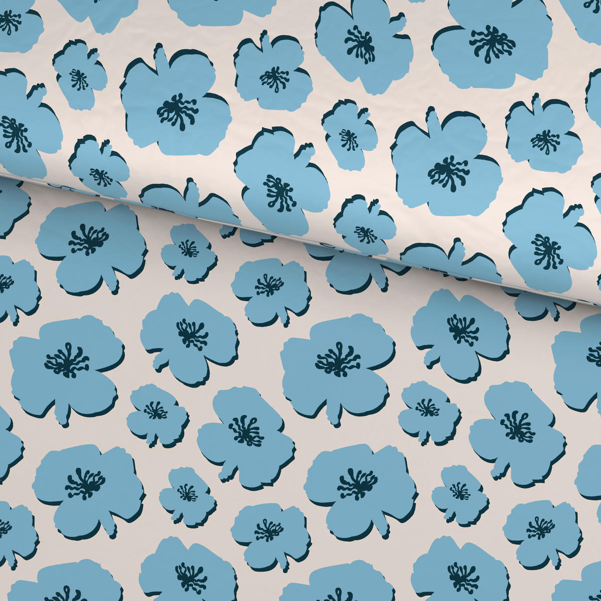 BETTWÄSCHE Satin 155/220 cm  - Blau, Textil (155/220cm) - Esposa