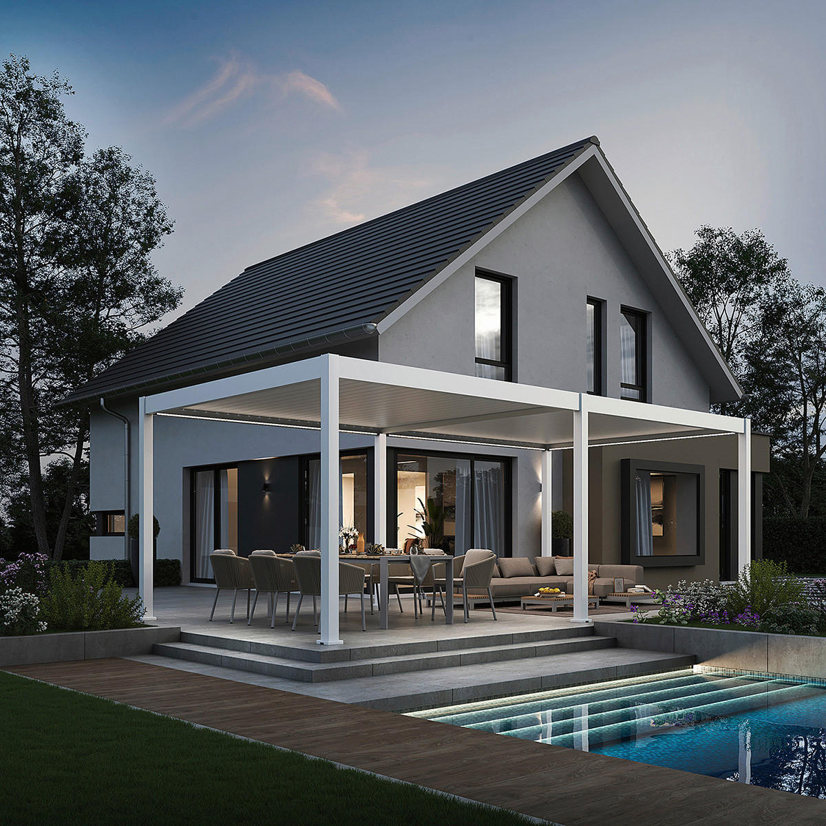 PERGOLA 720/255/360 cm Aluminium  - Weiß, Basics, Metall (720/255/360cm) - Gardenson