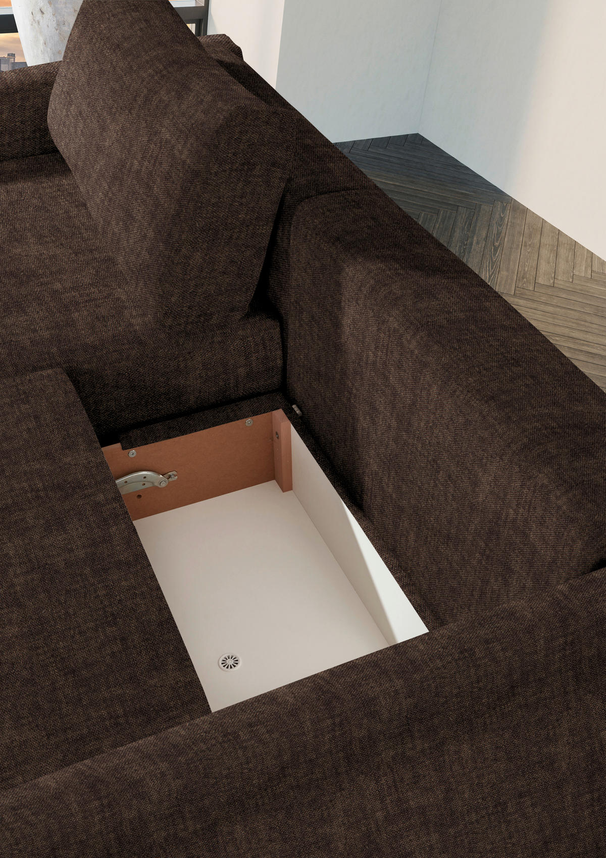 2,5-SITZER in Velours Braun  - Schwarz/Braun, Design, Kunststoff/Textil (240/70/125cm) - Xora