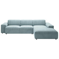 ECKSOFA 9125 in Cord Hellblau  300/189 cm  - Schwarz/Hellblau, Design, Kunststoff/Textil (300/189cm) - Pure Home Lifestyle