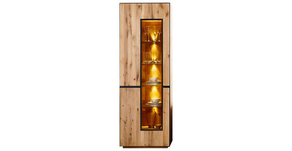 VITRINE  in furniert, massiv, teilmassiv Wildeiche Wildeiche - Wildeiche/Anthrazit, KONVENTIONELL, Glas/Holz (72/203/38cm) - Linea Natura