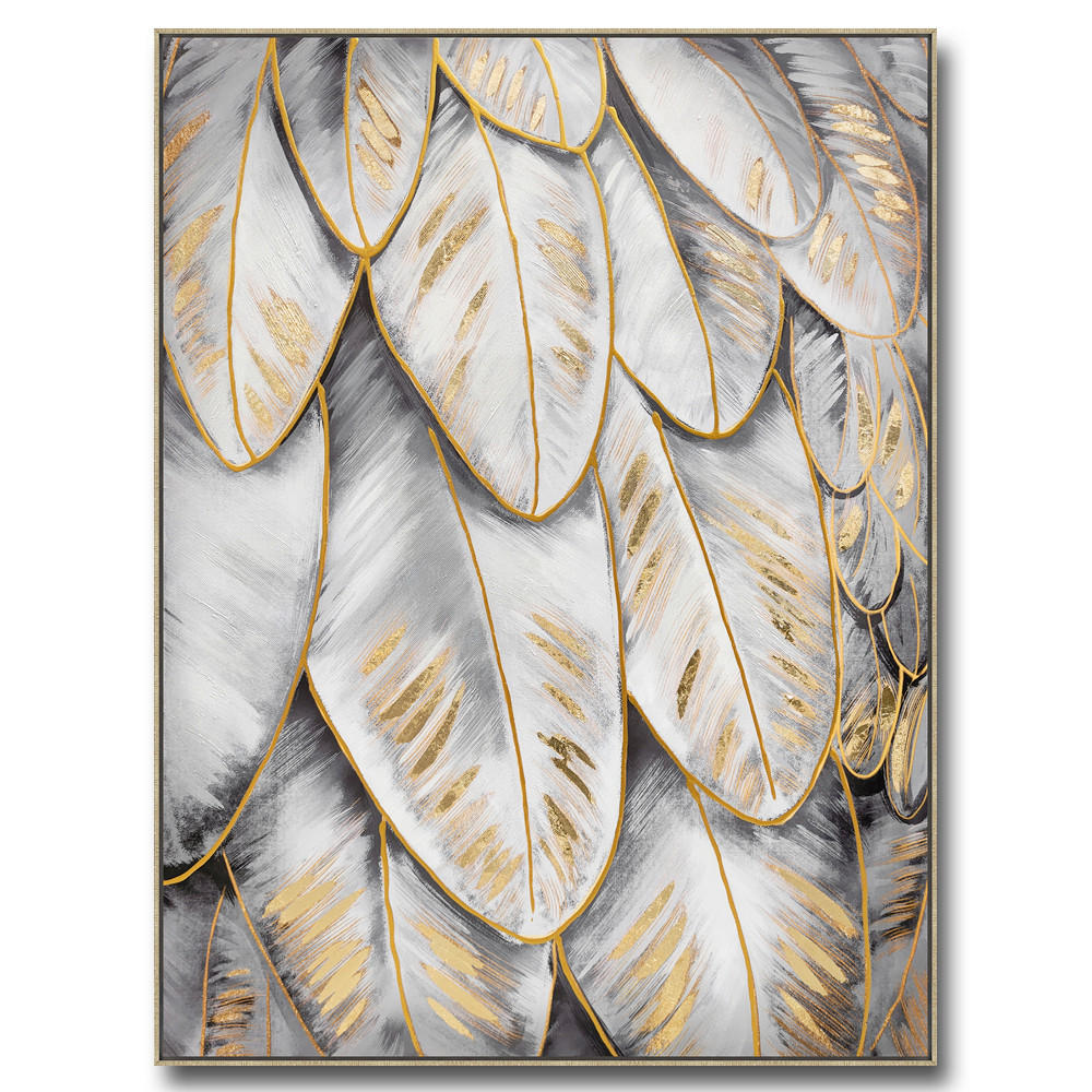 OLEJOMAĽBA, 90/120 cm - sivá/zlatá, Design, drevo (90/120cm)