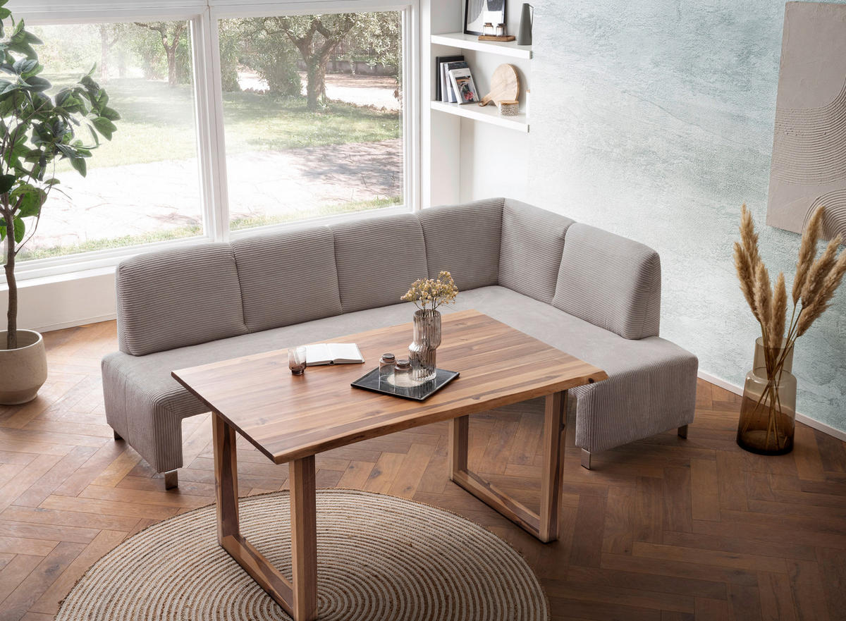 KLUPA KUTNA  svijetlo smeđa, cappuccino  drvo, tekstil, drvni materijal      - srebrne boje/svijetlo smeđa, Moderno, drvni materijal/drvo (244/157cm) - Livetastic