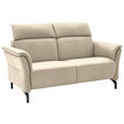 2-SITZER-SOFA in Leder Ecru  - Ecru/Schwarz, KONVENTIONELL, Leder/Metall (178/103/95cm) - Dieter Knoll