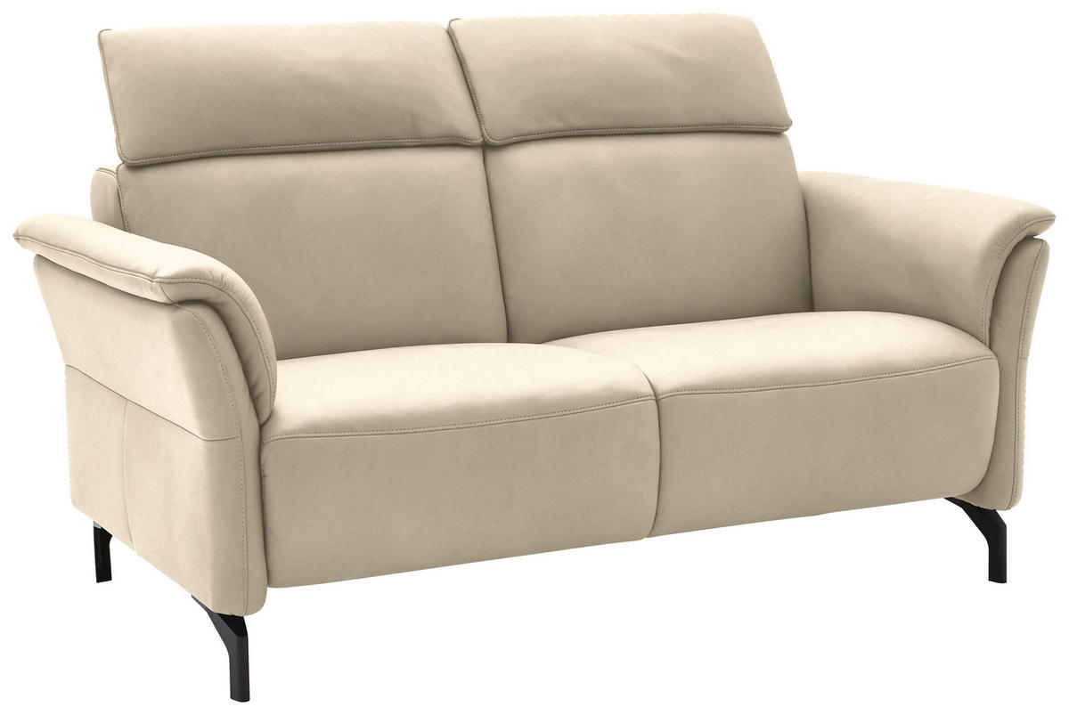 2-SITZER-SOFA in Leder Ecru  - Ecru/Schwarz, KONVENTIONELL, Leder/Metall (178/103/92cm) - Dieter Knoll