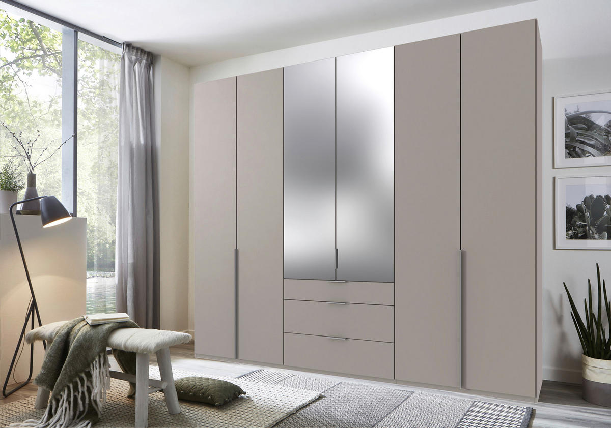 DREHTÜRENSCHRANK in Grau, Sahara  - Alufarben/Grau, Modern, Glas/Holzwerkstoff (270/236/58cm) - MID.YOU