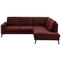 ECKSOFA Echtleder Brombeere  - Brombeere/Schwarz, Design, Leder/Metall (250/194cm) - Beldomo Premium
