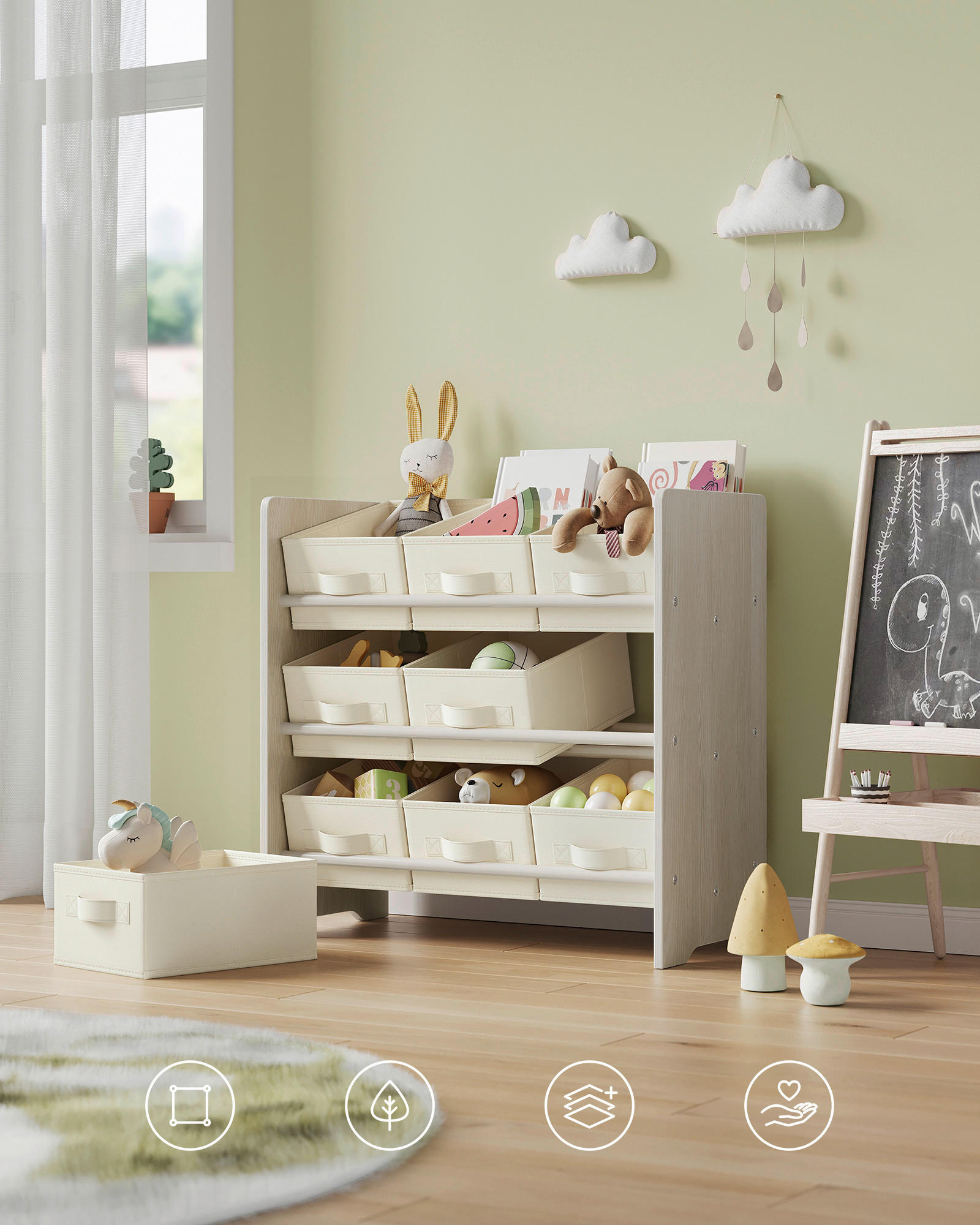 KINDERREGAL 62,5/60/29,5 cm  - Beige, MODERN, Holzwerkstoff/Textil (62,5/60/29,5cm) - MID.YOU