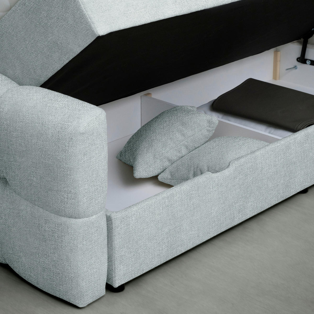 BOX KREVET     svetlosiva  - svetlosiva, Moderno, tekstil/drvo (165/110/220cm) - Hom`in