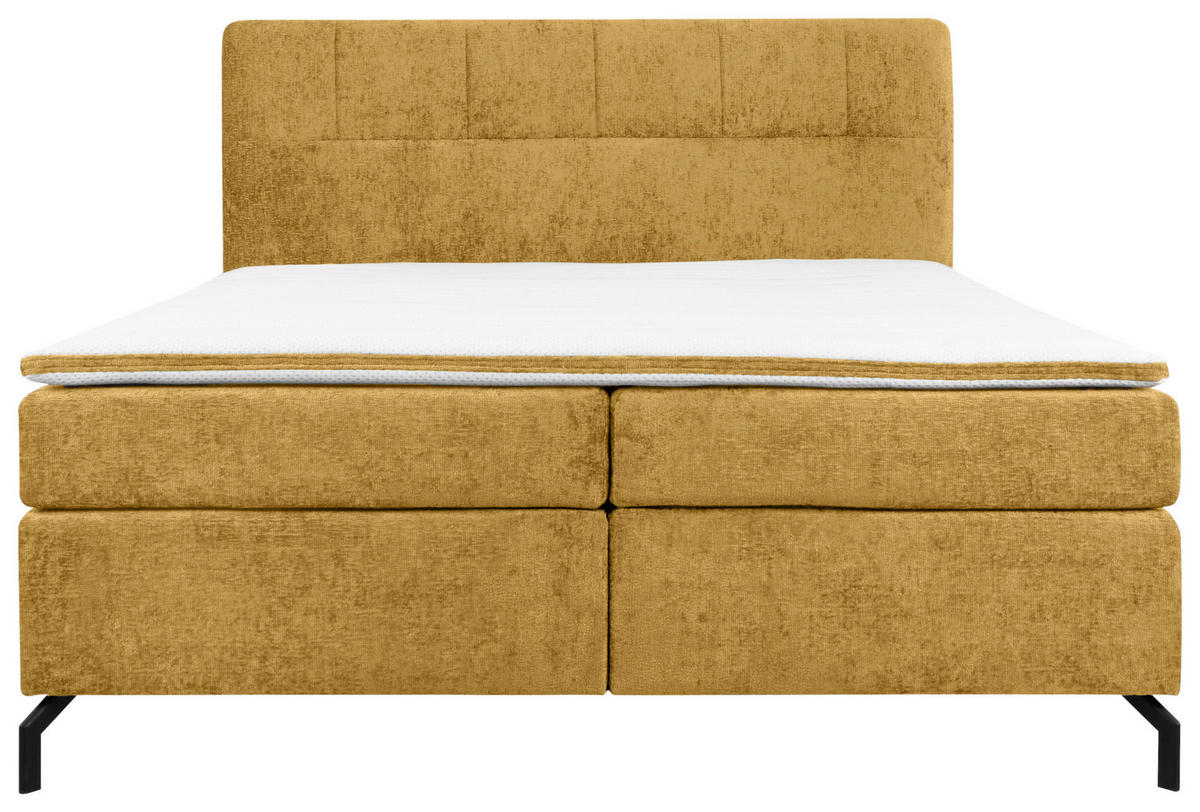 BOXSPRINGBETT 160/200 cm  in Currygelb  - Currygelb/Schwarz, Design, Textil/Metall (160/200cm) - Esposa