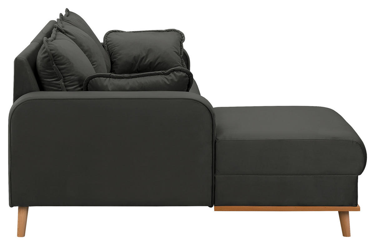 ECKSOFA Mikrofaser Dunkelgrau  - Wengefarben/Dunkelgrau, Design, Holz/Textil (150/230cm) - Livetastic