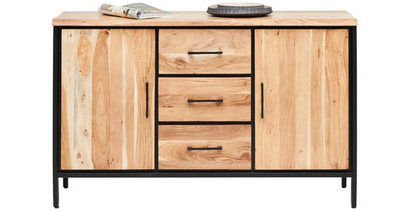 SIDEBOARD in 130/80/40 cm - Schwarz/Akaziefarben, LIFESTYLE, Holz/Metall (130/80/40cm) - Landscape