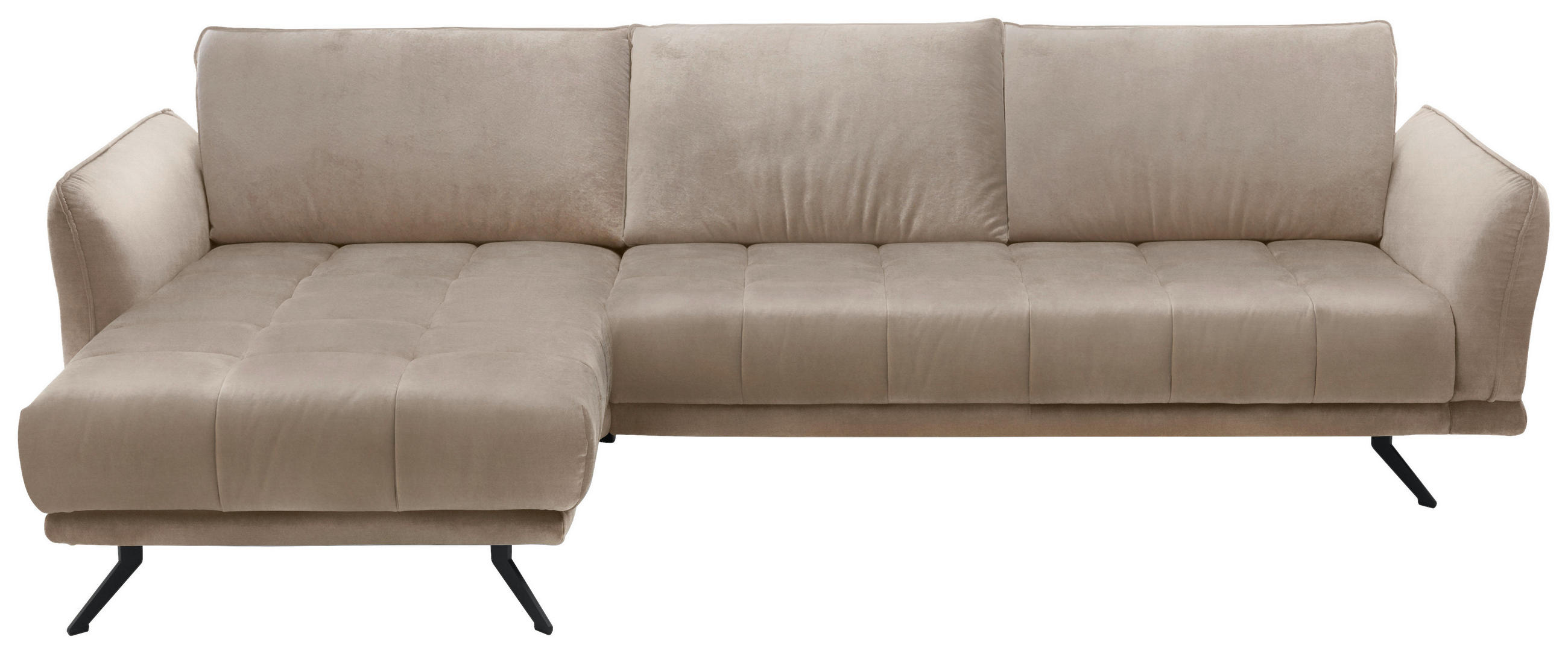 ECKSOFA Hellbraun Mikrofaser  - Hellbraun/Schwarz, KONVENTIONELL, Textil/Metall (178/285cm) - Carryhome