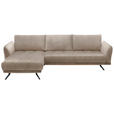 ECKSOFA Hellbraun Mikrofaser  - Hellbraun/Schwarz, KONVENTIONELL, Textil/Metall (178/285cm) - Carryhome