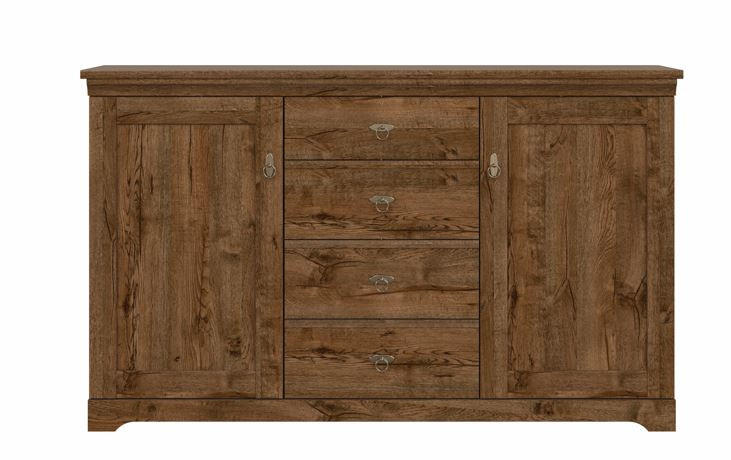 KOMODA, barvy dubu, 153/93/44,50 cm - barvy dubu/barvy stříbra, Design, kov/kompozitní dřevo (153/93/44,50cm) - Cantus