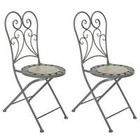 GARTENKLAPPSTUHL-SET in Metall, Keramik Anthrazit, Grau, Beige  - Anthrazit/Beige, Basics, Keramik/Metall (38/91/38cm) - Acamp