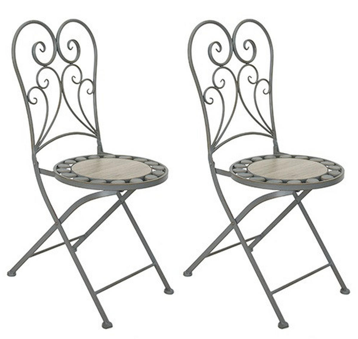 GARTENKLAPPSTUHL-SET in Metall, Keramik Anthrazit, Grau, Beige  - Anthrazit/Beige, Basics, Keramik/Metall (38/91/38cm) - Acamp