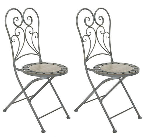 Acamp Gartenklappstuhl-Set Anthrazit, Grau, Beige 38x91x38 cm