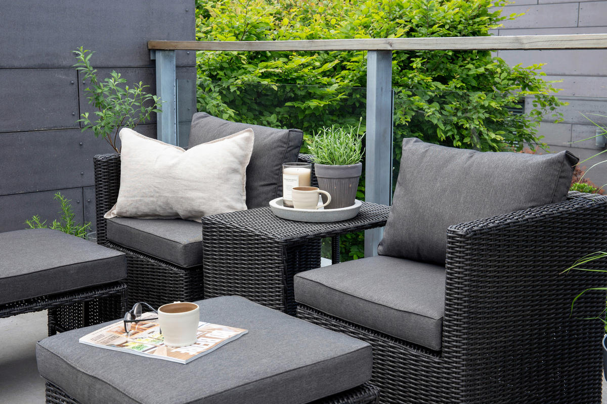 GARTENSET Stahl  - Schwarz/Grau, KONVENTIONELL, Kunststoff/Metall - Gardenson
