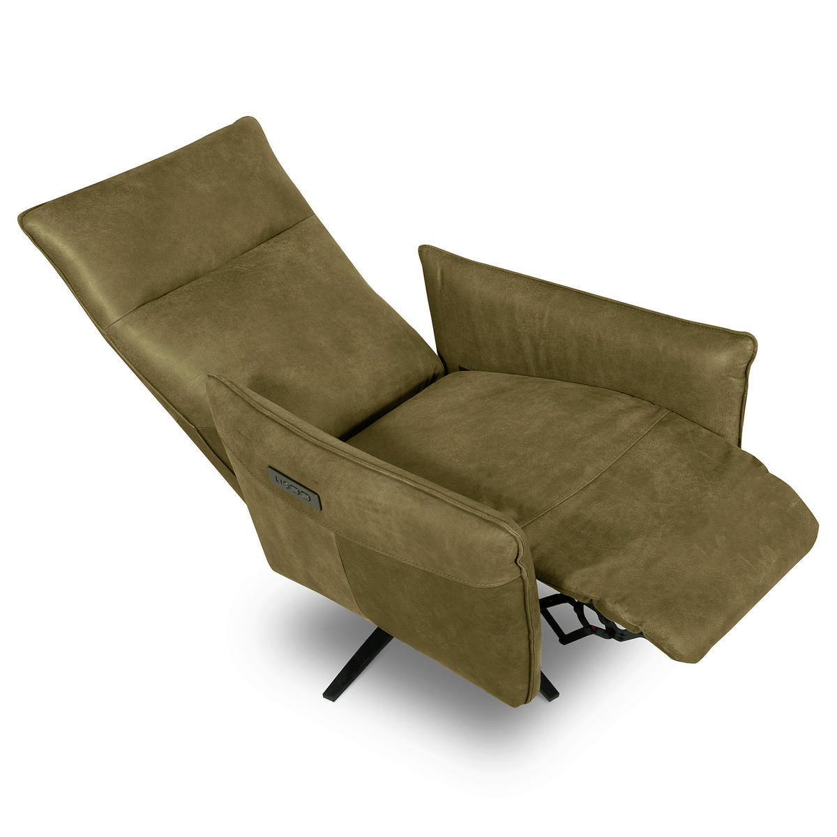 RELAXSESSEL in Leder Olivgrün  - Schwarz/Olivgrün, Design, Leder/Metall (77/107/88cm) - Livetastic