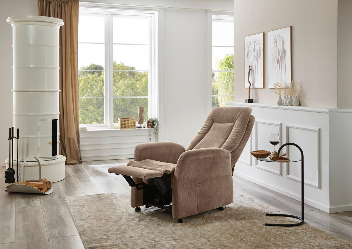 FERNSEHSESSEL in Chenille Beige  - Beige/Grau, Konventionell, Kunststoff/Textil (78/115/90cm) - Hukla