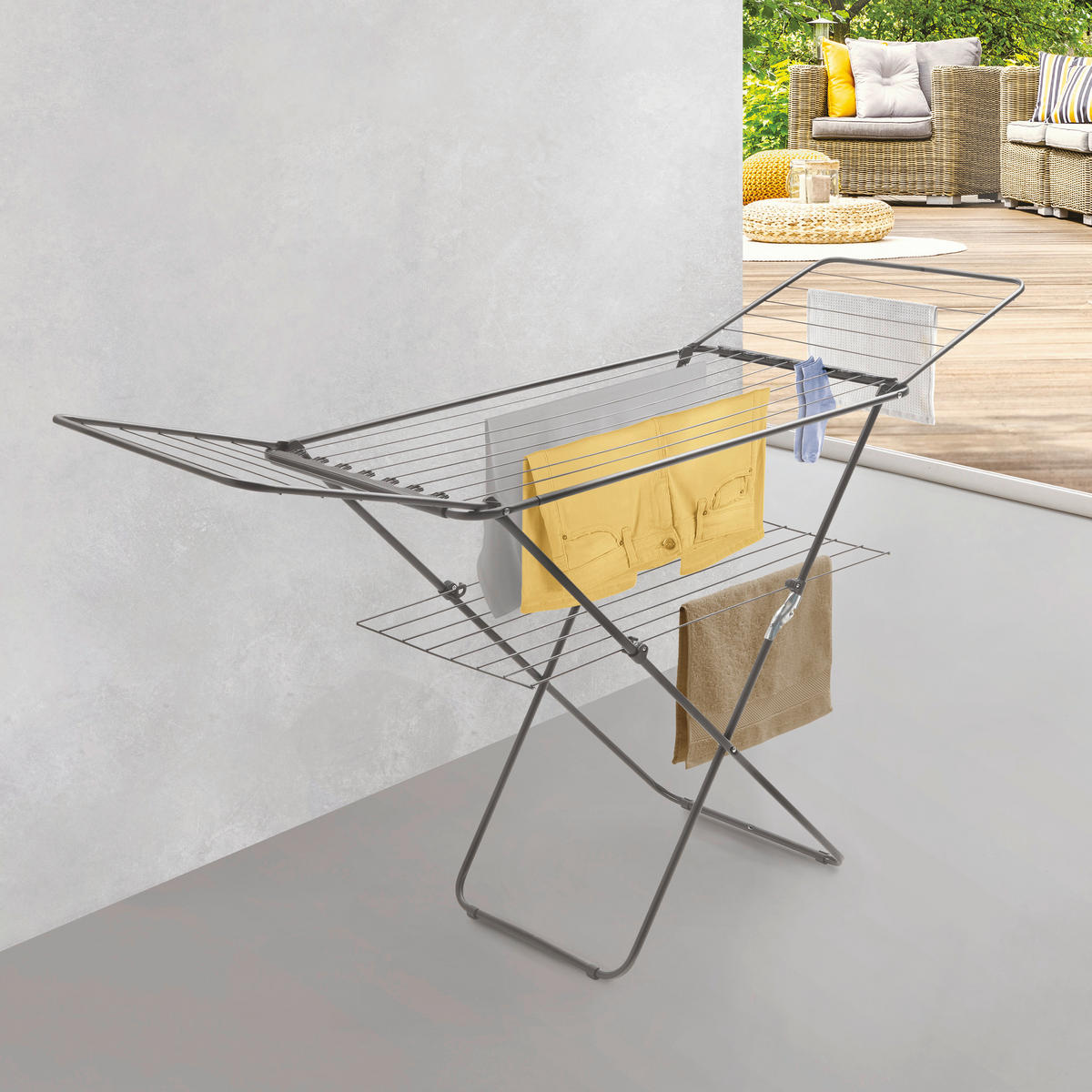 WÄSCHETROCKNER Panarea Onyx  - Schwarz, Basics, Metall (180/100/55cm) - Metaltex