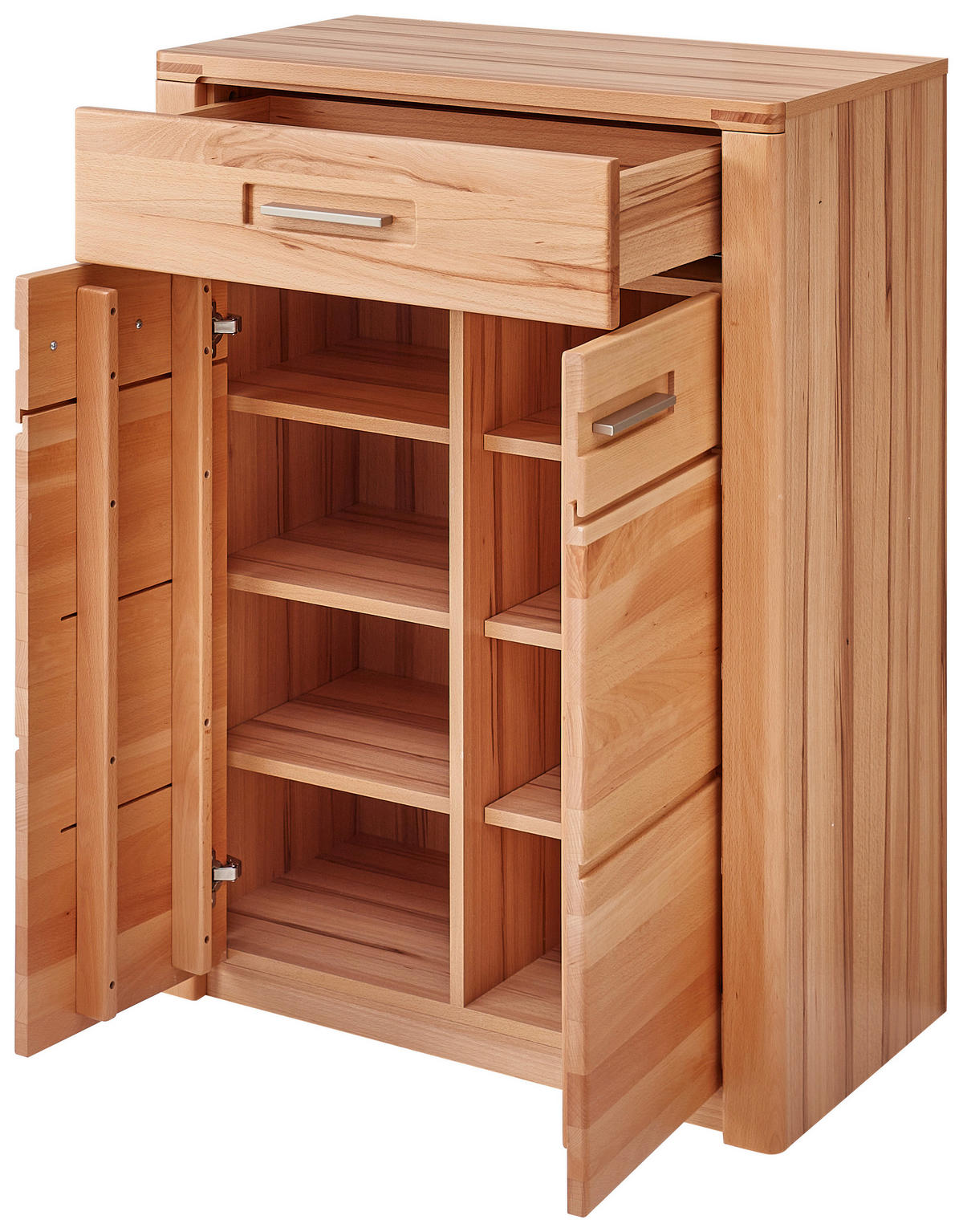SCHUHSCHRANK 74/100/40 cm  - Edelstahlfarben/Buchefarben, Natur, Holz/Holzwerkstoff (74/100/40cm) - Linea Natura