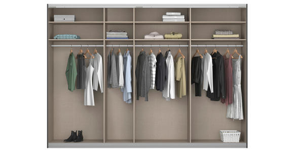 SCHWEBETÜRENSCHRANK  in Weiß  - Chromfarben/Weiß, Design, Holzwerkstoff/Metall (316/230/62cm) - Carryhome