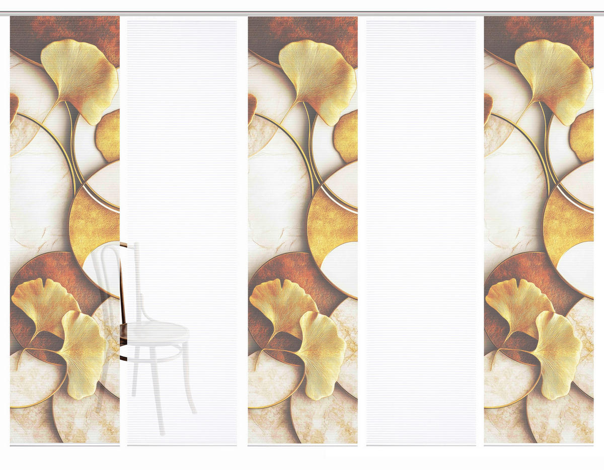 FLÄCHENVORHANG  5 Stück  blickdicht  60/245 cm   - Cognac/Goldfarben, Natur, Textil (60/245cm)