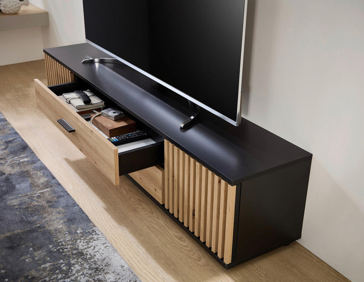 LOWBOARD  in 180/30/30 cm  - Schwarz/Eiche Artisan, Design, Holzwerkstoff/Kunststoff (180/30/30cm) - Boxxx