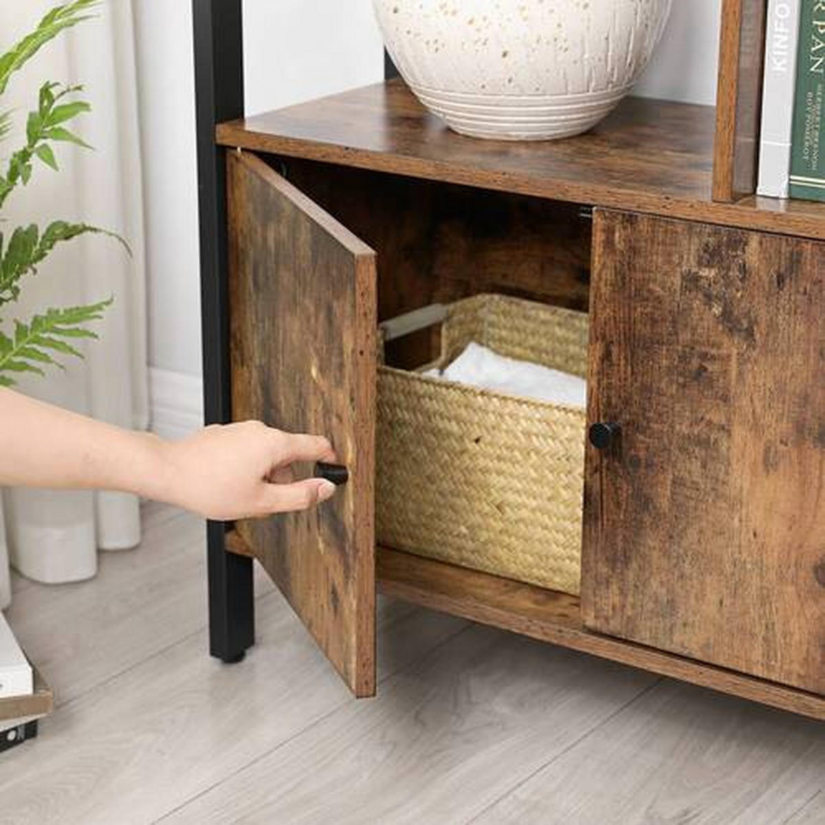 AKTENREGAL Braun, Schwarz  - Schwarz/Braun, Basics, Holzwerkstoff/Metall (74/154,5/30cm) - Boxxx