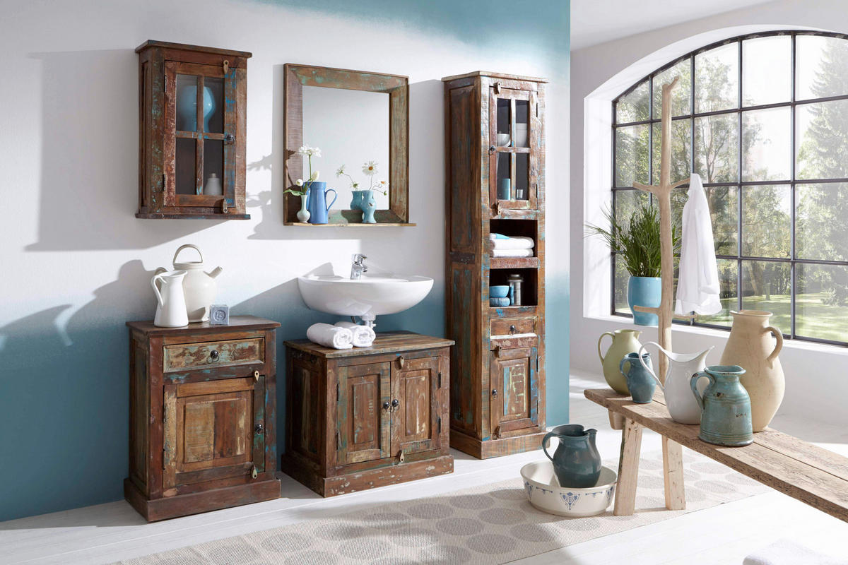 HÄNGESCHRANK 44/72/21 cm  - Messingfarben/Multicolor, Basics, Glas/Holz (44/72/21cm) - Livetastic