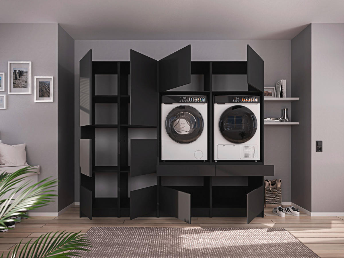 MEHRZWECKSCHRANK 50/200/68 cm  in Anthrazit  - Anthrazit/Schwarz, Design, Holzwerkstoff/Metall (50/200/68cm) - Milino