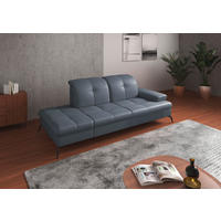 RÉCAMIERE in Echtleder Graublau  - Graublau/Schwarz, Konventionell, Leder/Metall (231/90/122cm) - Sit & More