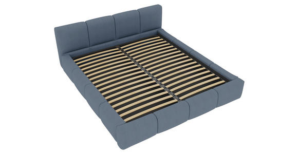 POLSTERBETT 180/200 cm,  in Blau, Lattenrost, Bettkasten,  - Blau/Schwarz, Design, Holz/Textil (180/200cm) - Xora