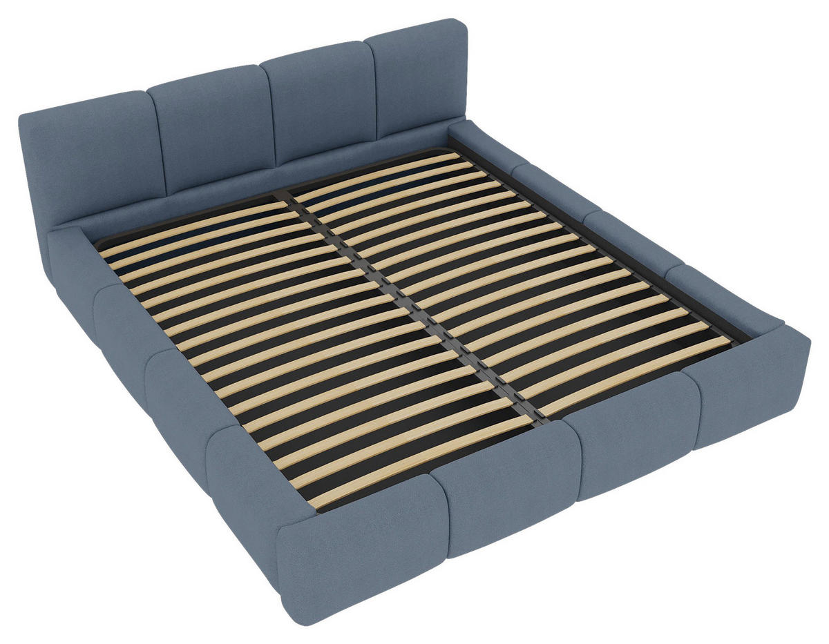 POLSTERBETT 180/200 cm,  in Blau, Lattenrost, Bettkasten,  - Blau/Schwarz, Design, Holz/Textil (180/200cm) - Xora