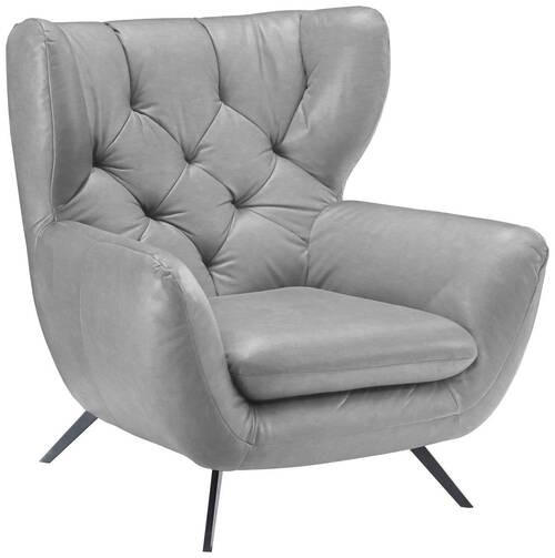 CHESTERFIELD-SESSEL - Hellgrau/Schwarz, Design, Textil/Metall (100/106/95cm) - Pure Home Lifestyle