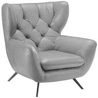 CHESTERFIELD-SESSEL - Hellgrau/Schwarz, Design, Textil/Metall (100/106/95cm) - Pure Home Lifestyle