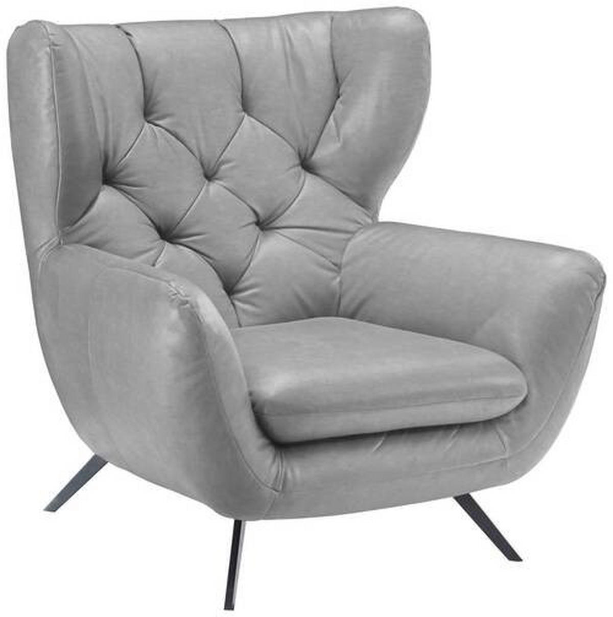 CHESTERFIELD-SESSEL - Hellgrau/Schwarz, Design, Textil/Metall (100/106/95cm) - Pure Home Lifestyle