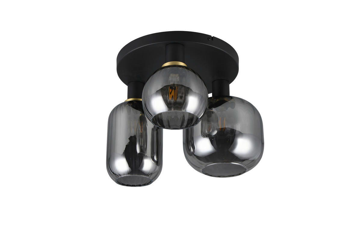 DECKENLEUCHTE  39/28,5 cm    - Chromfarben/Schwarz, Design, Glas/Metall (39/28,5cm) - Trio Leuchten