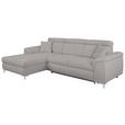 ECKSOFA in Flachgewebe Grau  - Chromfarben/Grau, KONVENTIONELL, Textil/Metall (175/268cm) - Carryhome