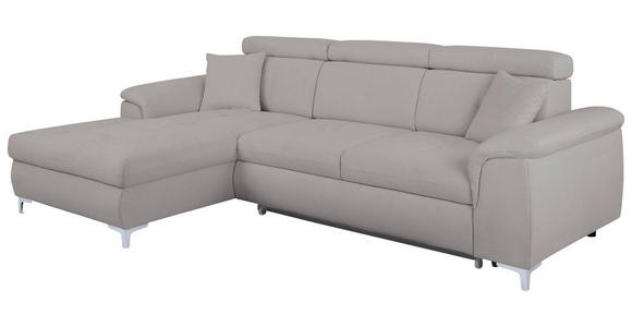 ECKSOFA in Flachgewebe Grau  - Chromfarben/Grau, KONVENTIONELL, Textil/Metall (175/268cm) - Carryhome