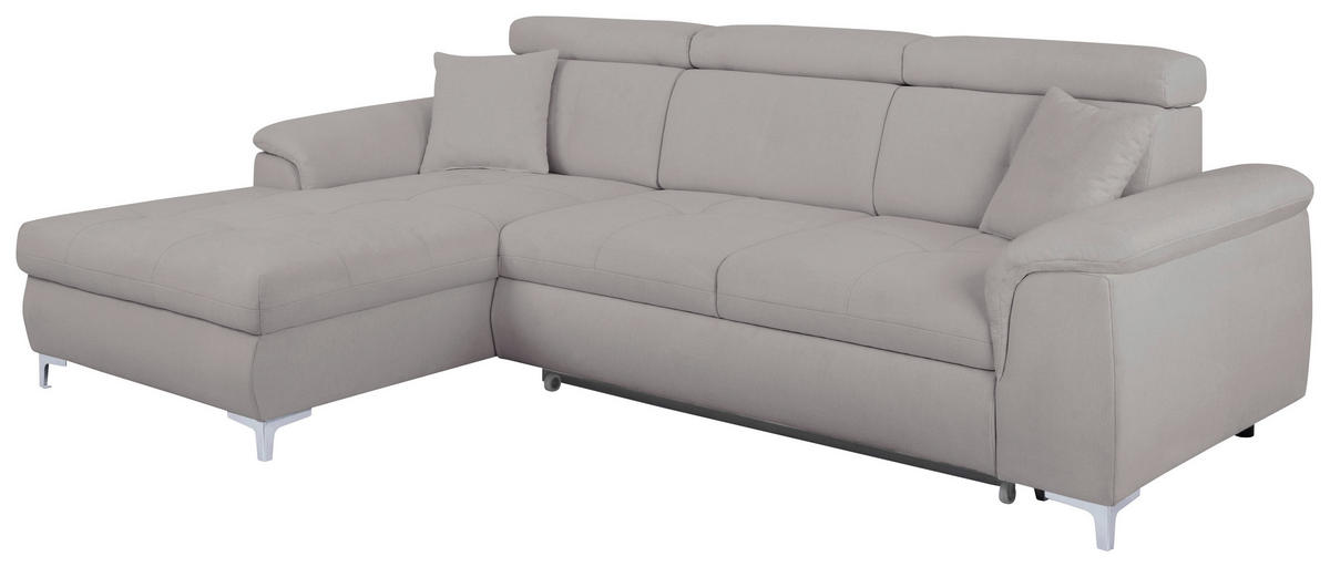 ECKSOFA in Flachgewebe Grau  - Chromfarben/Grau, Konventionell, Textil/Metall (175/268cm) - Carryhome